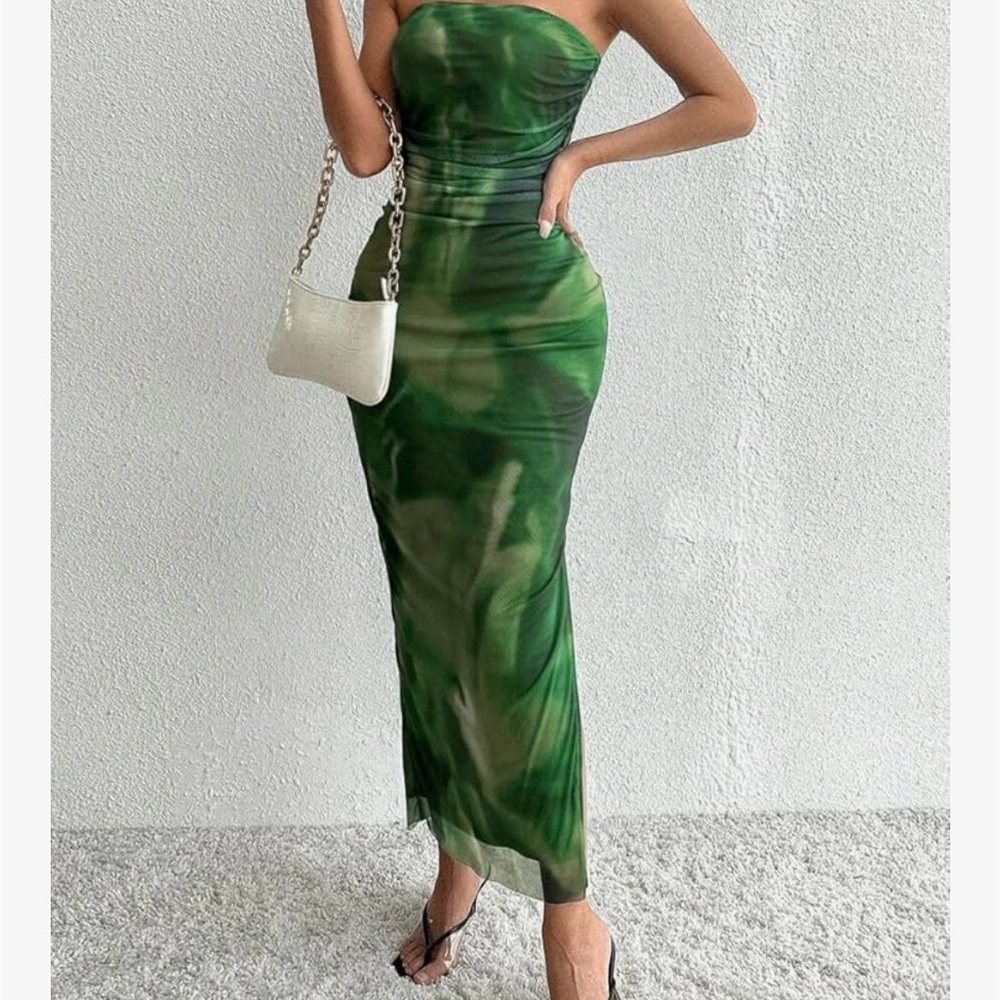 Amazon Strapless Green Dress